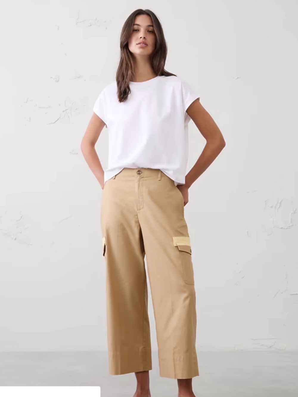 Wide-Leg High-Rise Twill Cropped Pant